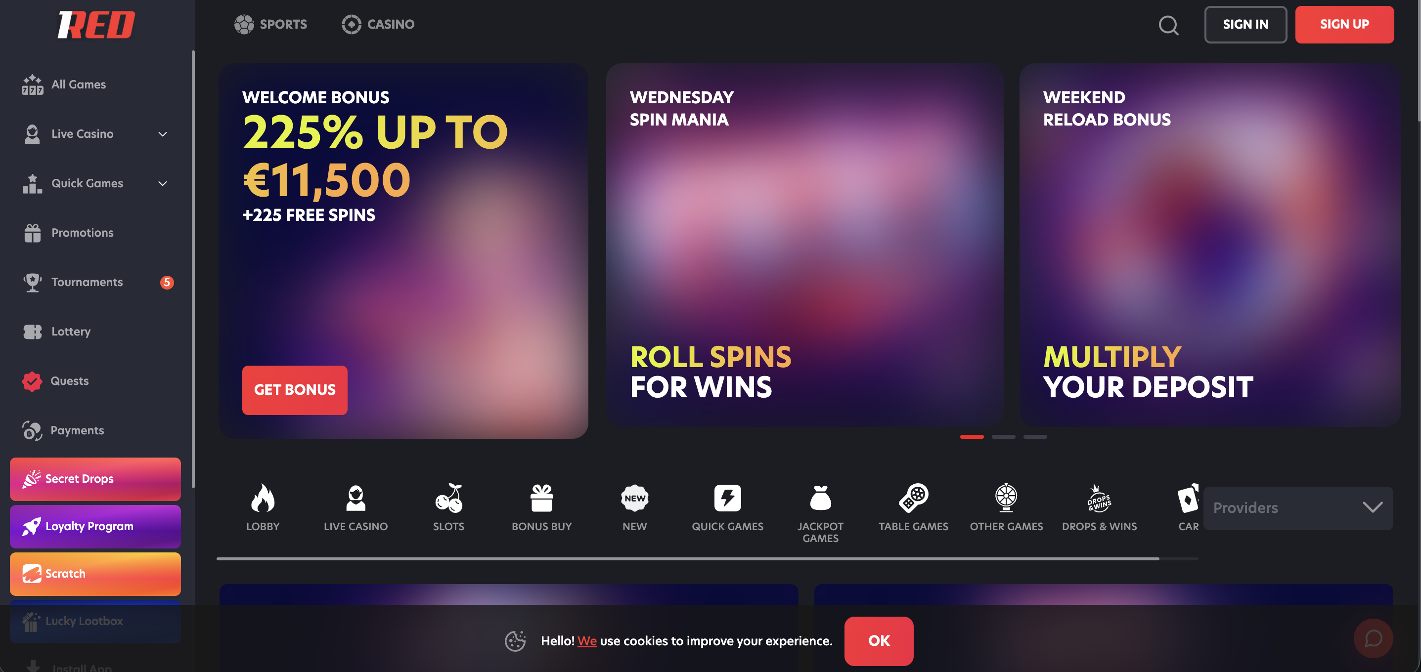 1Red Casino review screenshot