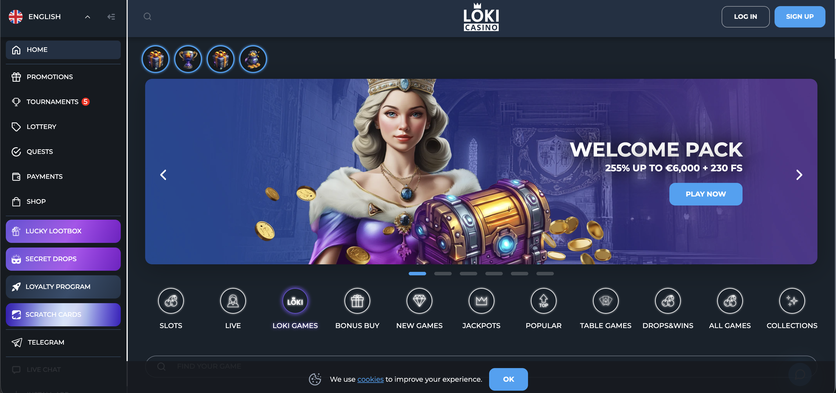 Loki Casino review screenshot