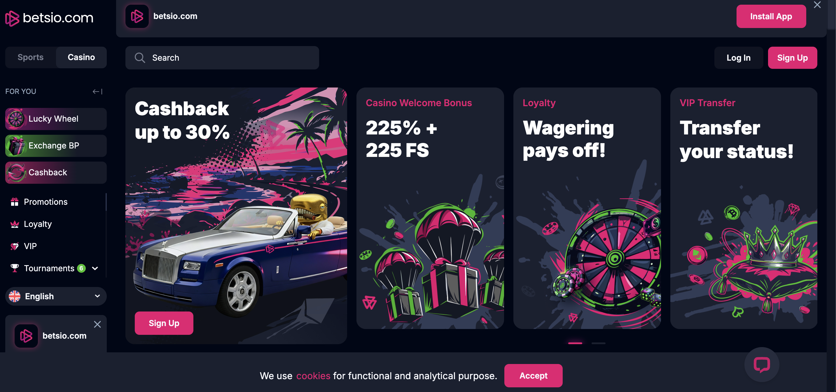 Betsio Casino review screenshot